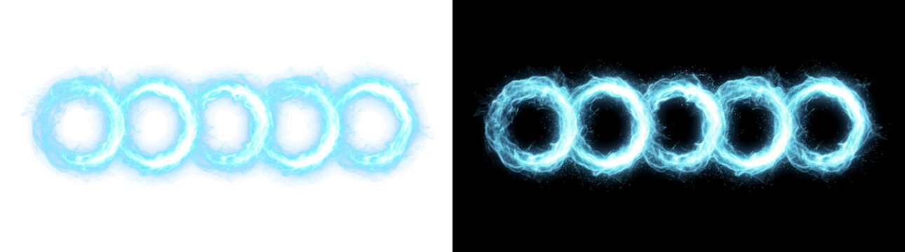Particle puff ring chain glowing light effect isolated on transparent background overlay for graphic design and motion graphics
