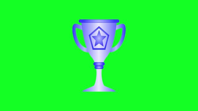Animated Trophy Cup Icon Rotating on Green Screen Background for Winner and Achievement Concepts
