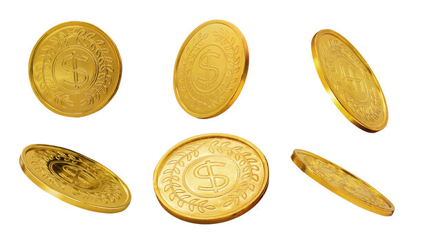 Gold Coin Set on Transparent Background PNG
