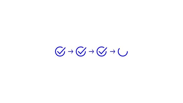 Futuristic progress tracking workflow checklist with four steps task completion business business improvement and time management .