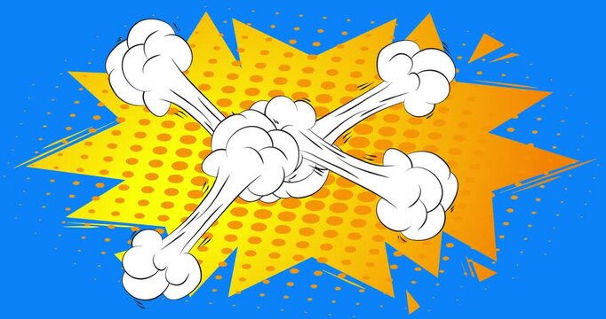 Cartoon background animation, comic book backdrop video. Retro comics pop art design.