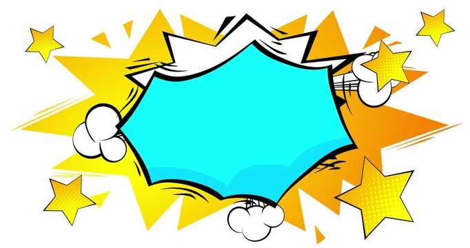 Cartoon background animation, comic book backdrop video. Retro comics pop art design.
