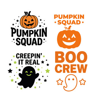 Halloween T-Shirt Design Set &ndash; Spooky, Cute and Scary Halloween Typography and Graphic Elements Collection