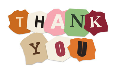 Thank you message made of various colorful paper letter cutouts with typography greeting colorful © Rezaul