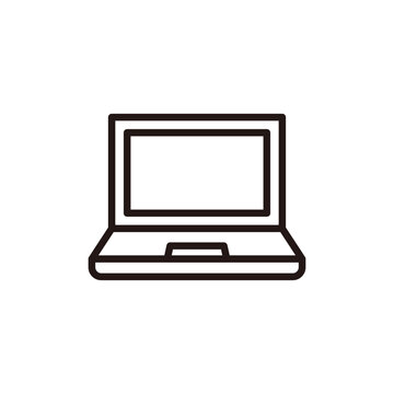 ノートパソコンのシンプルな線画アイコン