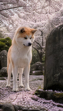 A cute dog at the funeral site generated by AI