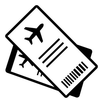 Airplane tickets on top of each other with black airplane symbol