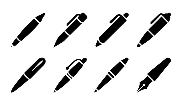 Comprehensive collection of various pen styles for professional writing and calligraphy digital design.