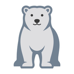 Fototapeta premium Cute White Polar Bear Icon with Grey Shadow Isolated