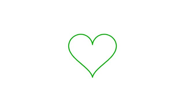 Green heart shape outline rests on a clean white background.
