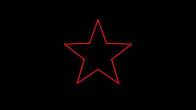 Five-pointed star vector outline displayed in red on black background.