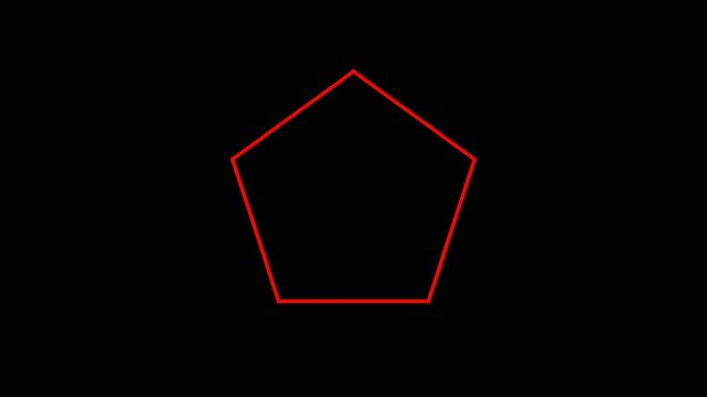 Pentagon geometry outlined with a thin red line centered on a black background.