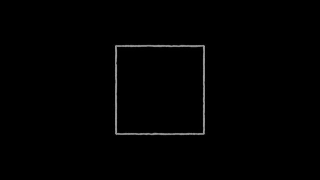 Square outline rendered in thin white lines against a solid black background.