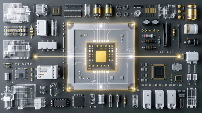 Microchip circuit semiconductor processor board technology electronic component integrated chip