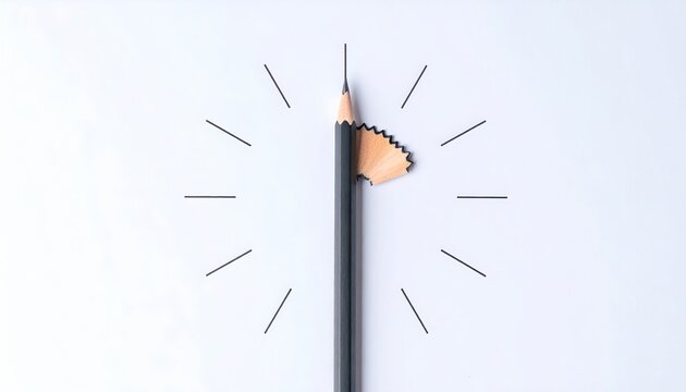 Pencil and Clock Face Concept Minimalist Style
