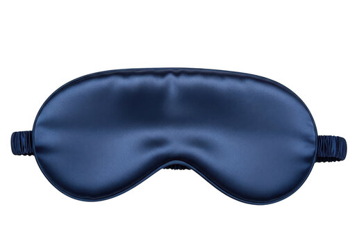 Dark blue silk eye mask for sleeping and relaxation isolated on transparent background