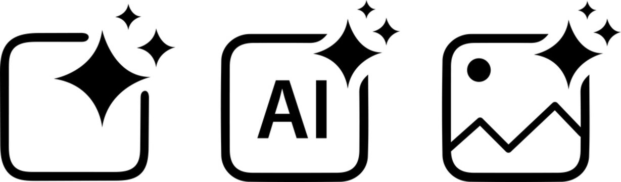 Generative AI logo icon magic sparkle stars symbol , Artificial intelligence sign. Vector ai generated icon blue logo gradient style