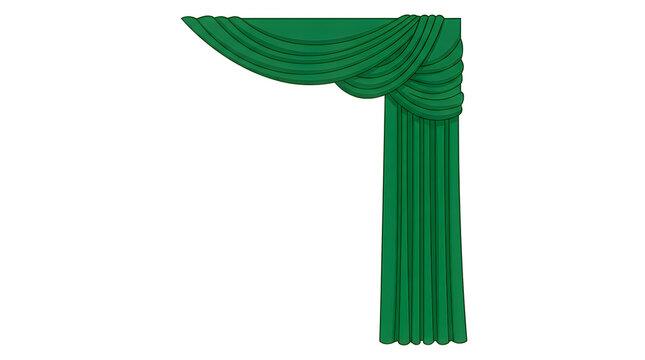 Elegant green curtain valance fabric drapery design element