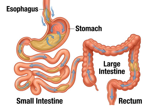 Human digestive system anatomy diagram illustration isolated on white background