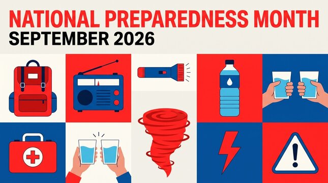 National preparedness month september emergency kit icons