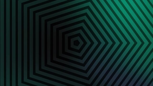 Modern abstract dark green background featuring a concentric pentagon line pattern with a smooth color gradient