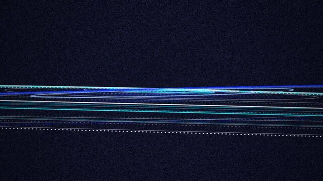 Glowing blue light trails forming concentric circular patterns against a deep dark infinite void space