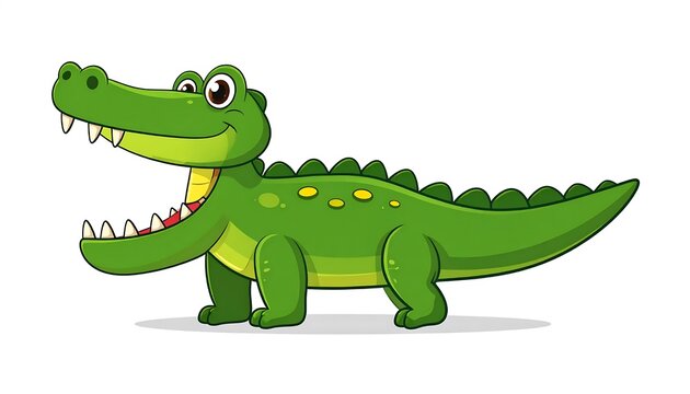 Cartoon green dinosaur lizard creature character.