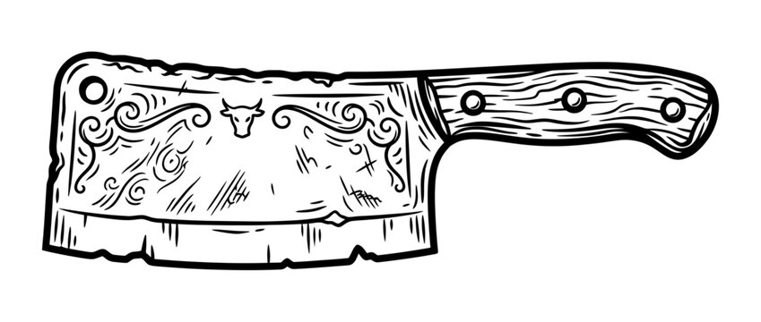 Vintage Butcher Cleaver Knife Isolated Transparent Background