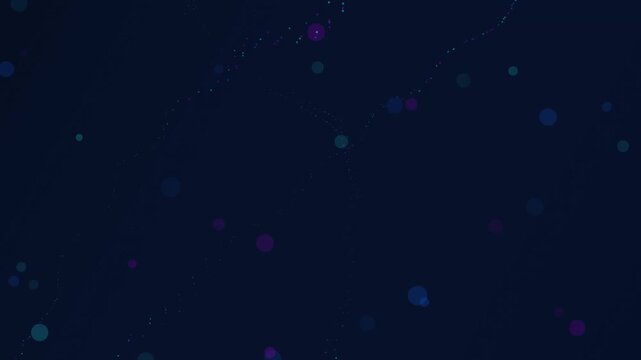 Glowing particles drift across deep navy space creating a dynamic flow of light and fluid motion
