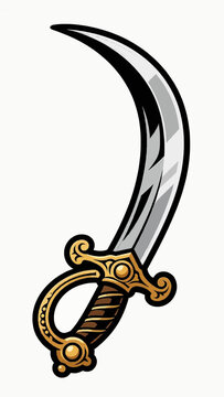 Sharp antique pirate cutlass vector with curved steel blade