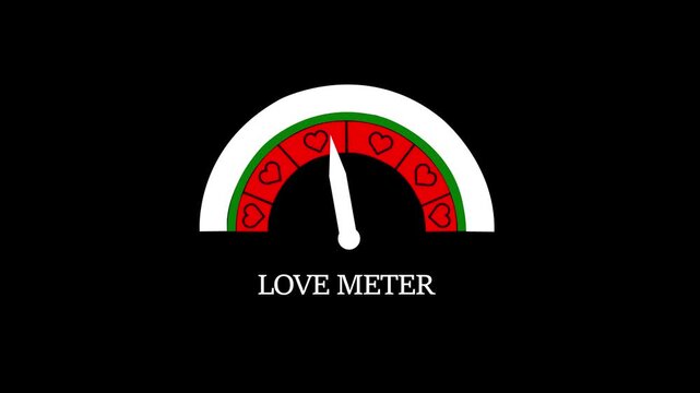 Animated love meter gauge with heart for romantic concepts and valentine&rsquo;s day projects