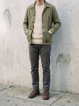 Contemporary Fall Fashion Man's Stylish Autumn Outfit in Urban Setting