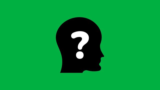 Anonymous Person Profile Human Head Silhouette With Question Mark Loop Animation. User Identity Unknown Symbol Isolated On Green Screen Chroma Key Background. 4k Motion Graphics Video Footage