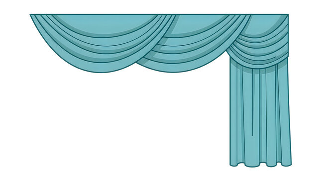 Elegant light blue curtain swag valance with vertical folds for window decoration