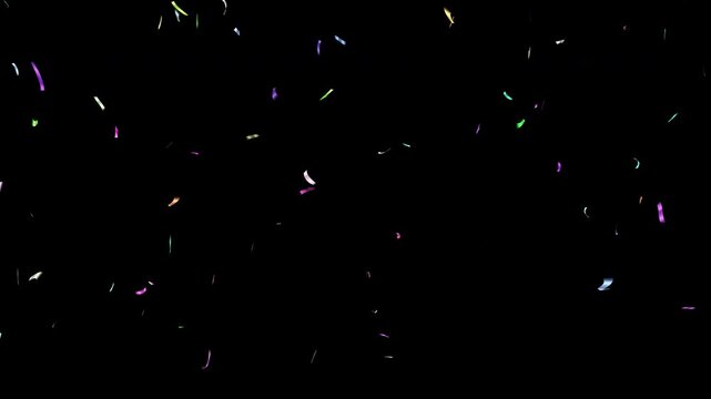 metallic colorful gold confetti party popper.Blast Realistic On Transparent.alpha matte channel 4K loop background movie.