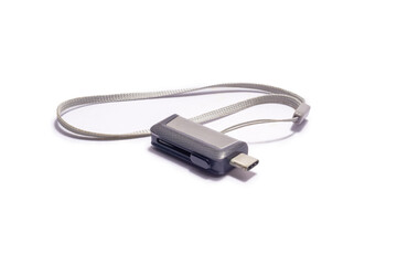 Fototapeta premium 16GB USB Flash Drive with Lanyard on White Background