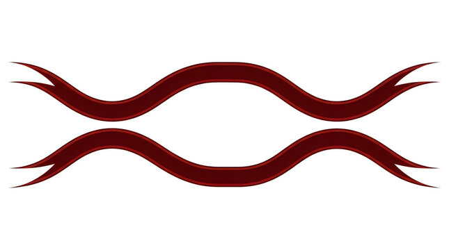Dark red wavy ribbon banners with elegant curves