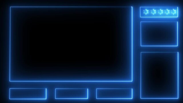 Digital Glowing neon Intermission Stream Overlay Animated. Neon Sign looping face cam and chat for live streaming .face am gamer graphic, interface Intermission Neon Sign icon 4k video.