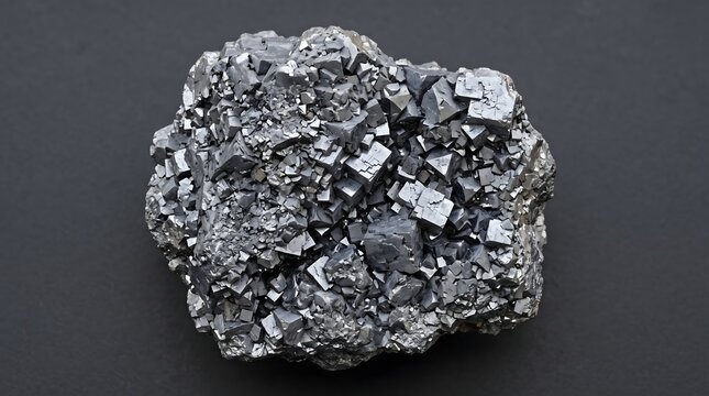 Close-up of a Galena mineral specimen with cubic crystals.