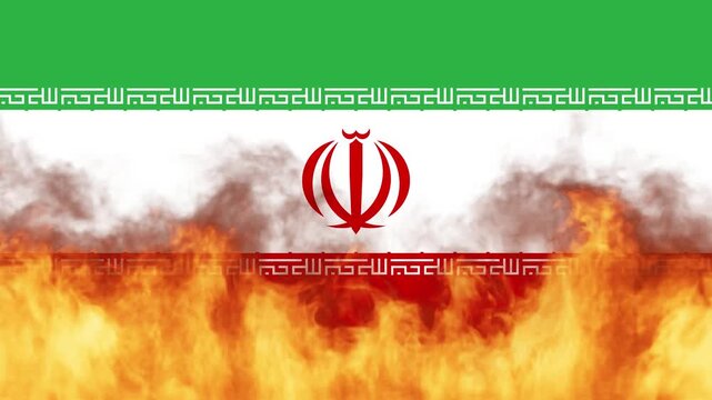 Burning Iran flag - background loop