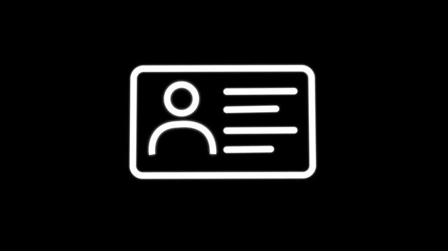 Business card icon in vector format animation on black background