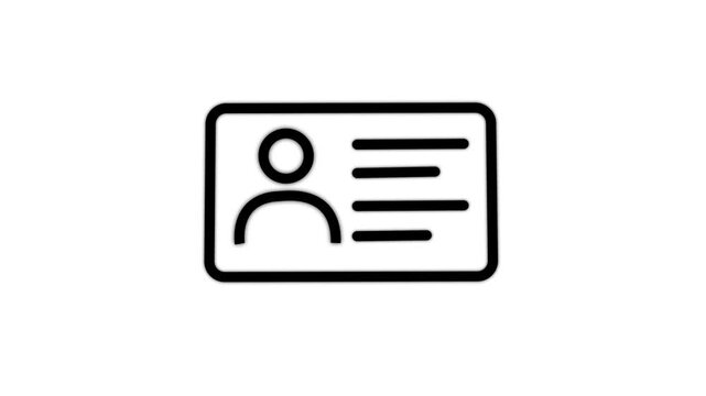Business card icon in vector format animation on white background