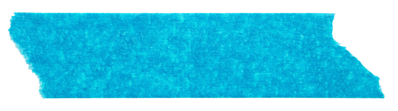 Blue adhesive paper tape isolated on white background