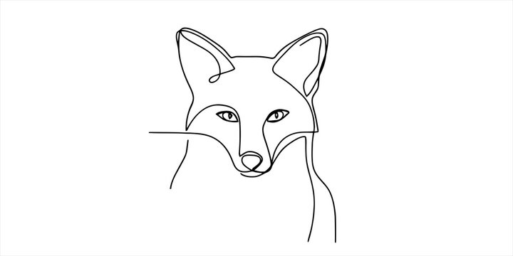 Minimalist single continuous line drawing of a fox head portrait Vector, illustration