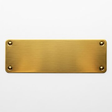 Brass plaque isolated on white background