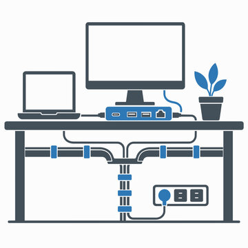 Modern home office setup with desktop computer and accessories