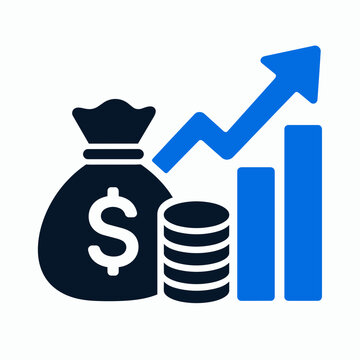 Business Growth and Financial Success with Upward Graph and Coins