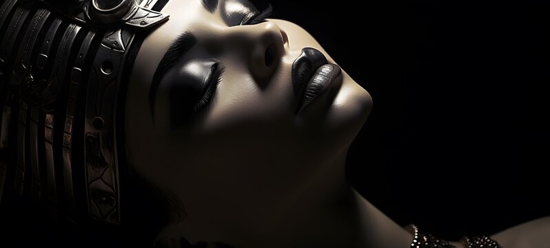 art of Cleopatra a black and white high contrast full body ,generative AI
