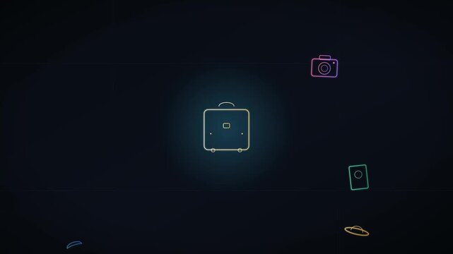 Minimalist digital interface with geometric shapes and central circular light element minimalist design user interface hud elements glowing circle dark