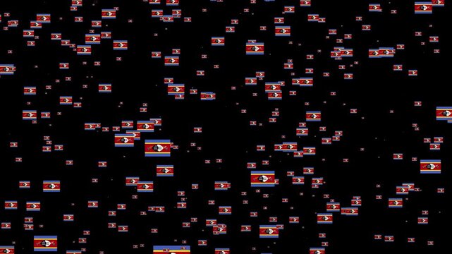 A shower of Eswatini national flags, Alpha Channel